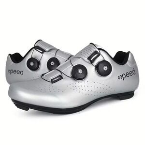 Speed Cycling Shoes Silver Road Bike Dual Dial Closure Mens Size 46 US Mens 11.5
